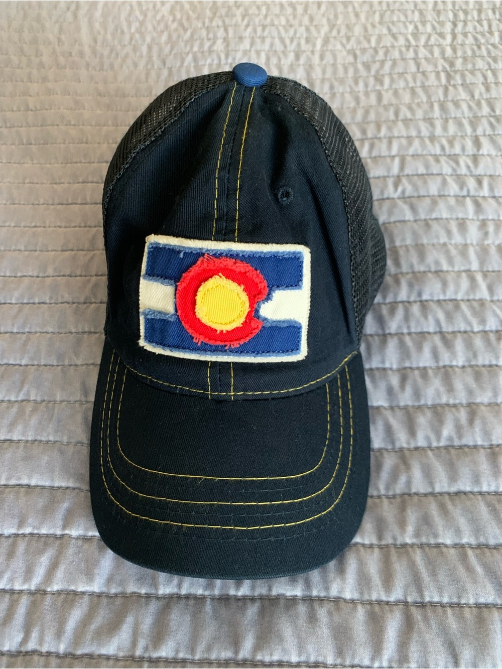 Kids Black Baseball Cap with Colorado Flag Patch